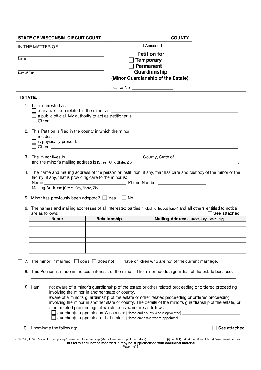 Temporary Guardianship Form Forms Docs 2023 5131